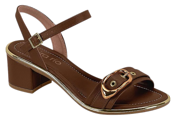 Sandália Feminina Beira Rio Com Fivela Metalizada Marrom