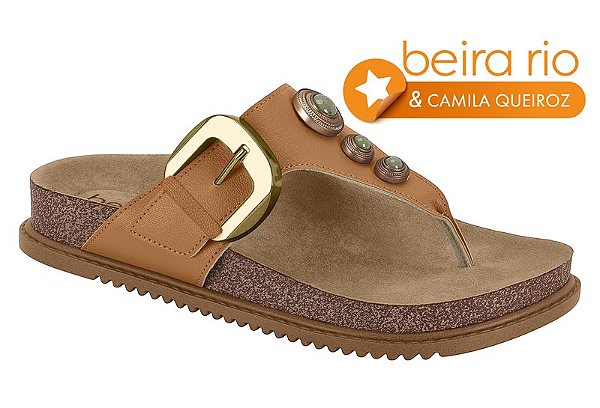 Papete Beira Rio Com Fivela E Detalhes Metalizados Camel