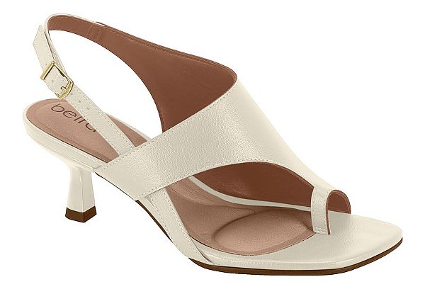 Sandália Beira Rio Feminina De Salto Médio Com Tira  Branco Off