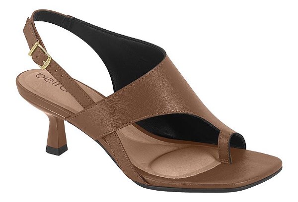 Sandália Beira Rio Feminina De Salto Médio Com Tira  Marrom