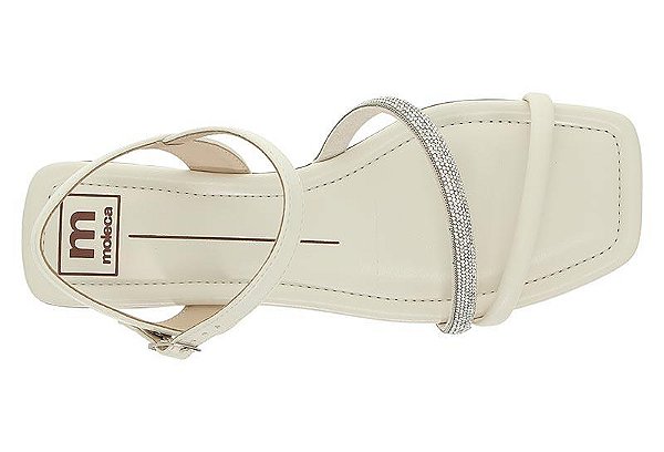 Sandália Rasteira Moleca Feminina Com Tiras Finas E Brilho Branco Off