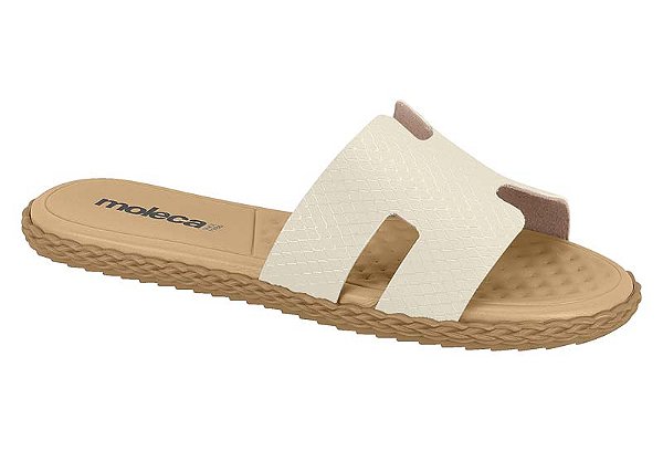 Sandalia Rasteira Feminina Com Design Moderno Branco Off