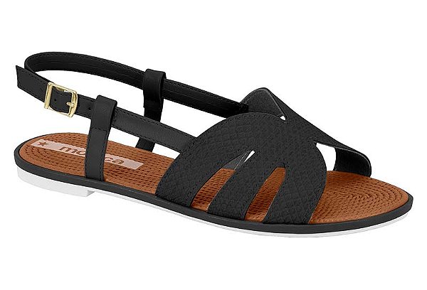 Sandália Rasteira Moleca Feminina Com Fivela Ajustáve Preto