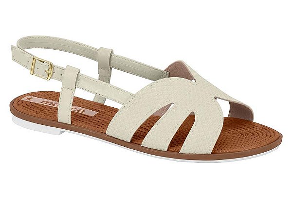 Sandália Rasteira Moleca Feminina Com Fivela Ajustáve Branco Off