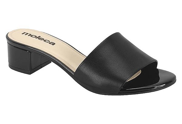 Tamanco Moleca Feminino De Salto Bloco Com Design Estiloso  Preto