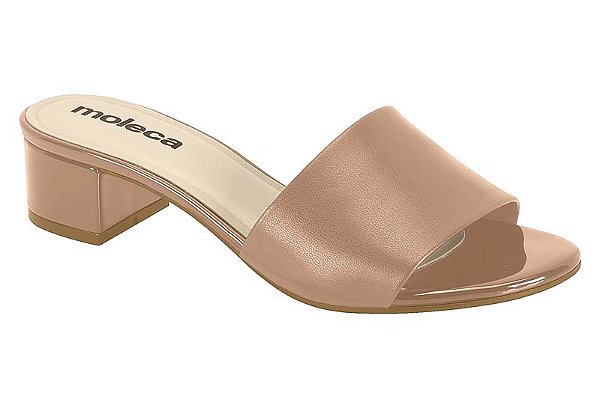 Tamanco Moleca Feminino De Salto Bloco Com Design Estiloso  Nude