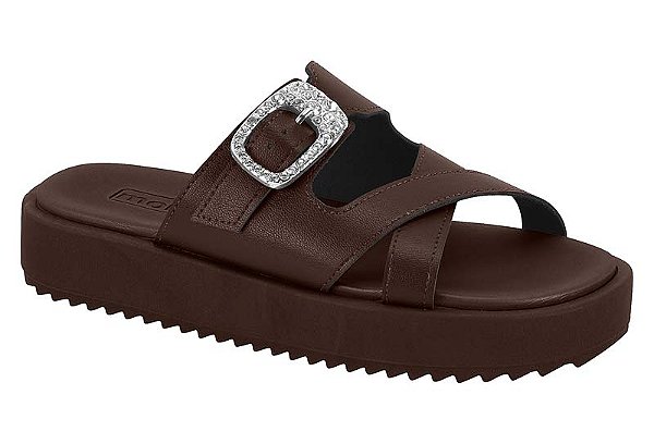 Sandália Birken Moleca Feminina Com Fivela Strass Prateada Chocolate