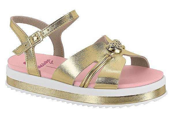 Sandália Molekinha Infantil Plataforma com Detalhe Dourado