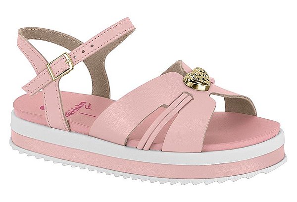 Sandália Molekinha Infantil Plataforma Com Detalhe Dourado Rosa