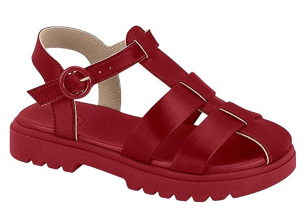 Sandalia Infantil Molekinha Com Fivela E Tiras Largas Vermelho
