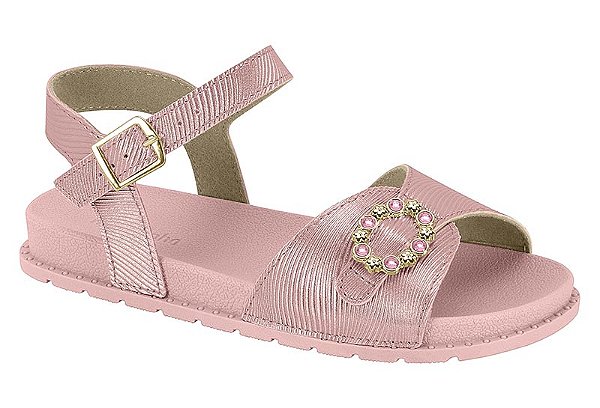 Sandália Infantil Molekinha Com Detalhe De Pedrarias Rosa
