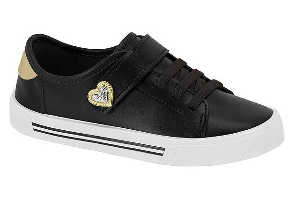 Tênis Infantil Casual Molekinha Com Detalhes Dourados Preto/Dourado
