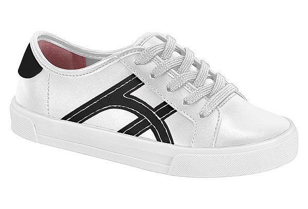 Tênis Infantil Molekinha Casual Com Listras Lateral Branco/Preto