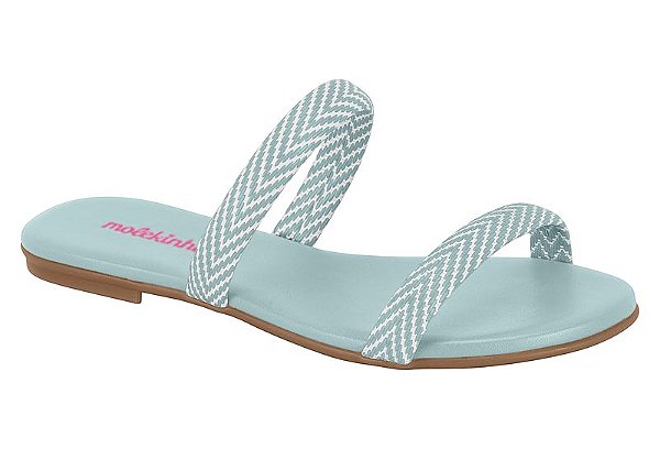 Sandalia Rasteira Infantil Molekinha Com Tiras De Strass  Azul