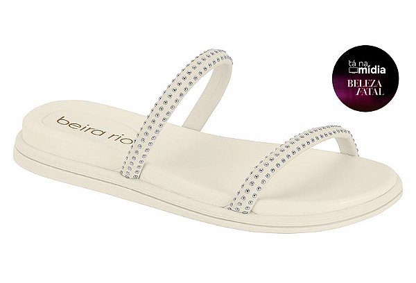 Papete Beira Rio Calce Facil Tira Com Strass Branco Off