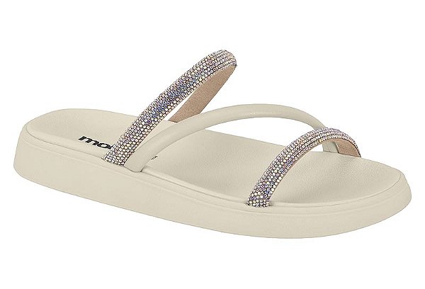 Papete Feminina Moleca Calce Facil Tiras Com Strass Aurora/Boreal