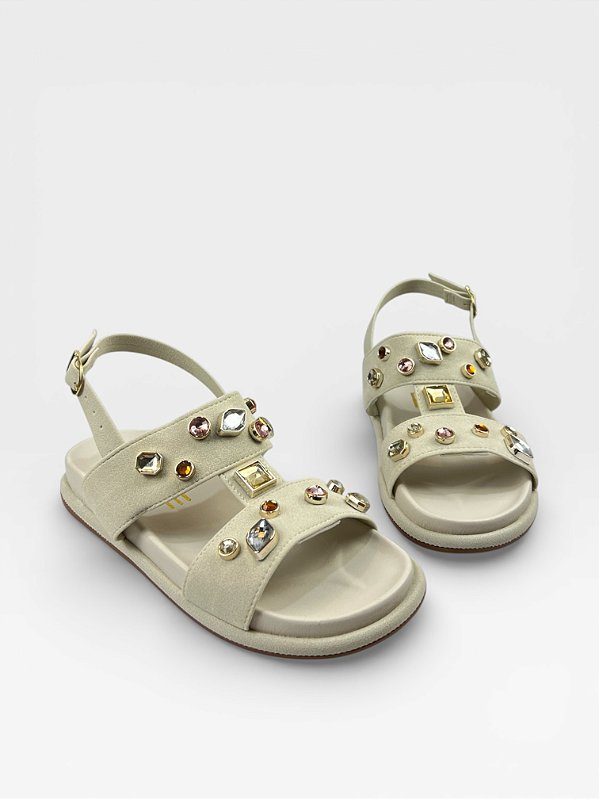 Papete Feminina Af Com Tachas E Pedrarias Off White