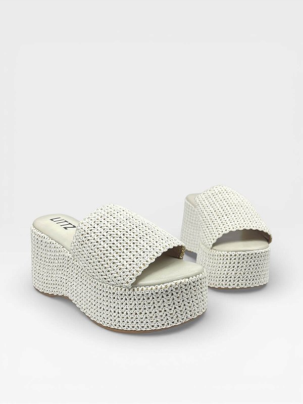 Tamanco Anabela Littz Elegante Com Detalhe Virginia Off White