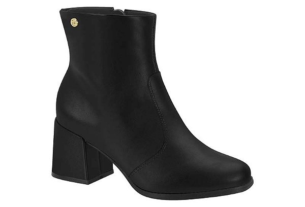 Bota Moleca Com Ziper Cano Curto Com Salto Bloco Preto