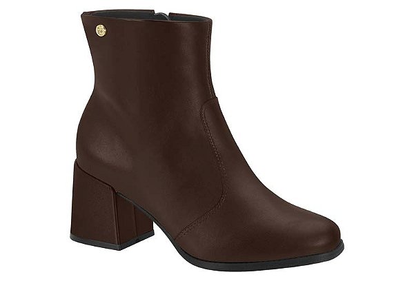 Bota Moleca Com Ziper Cano Curto Com Salto Bloco Cafe
