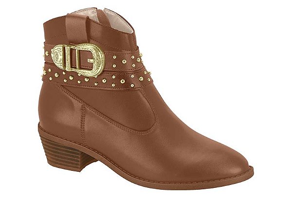 Bota Moleca Cano Curto Fivela Dourada Aplicação De Tachas Avela