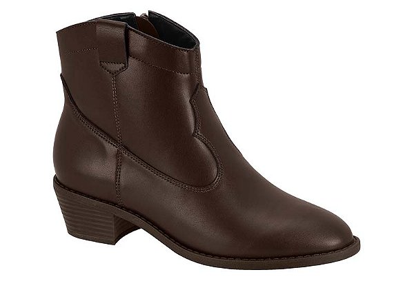 Bota Moleca Country Cano Curto Marrom Salto Bloco Cafe