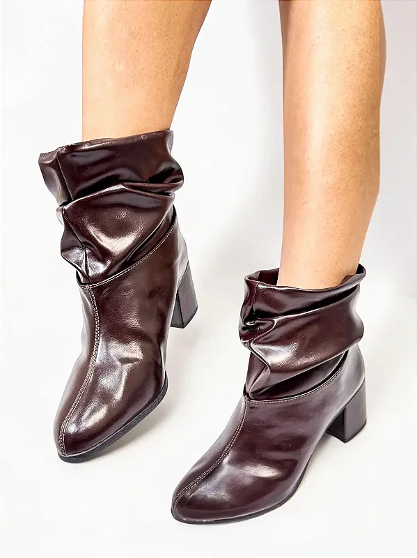 Bota Cano Curto Salto Bloco Confortável Terra