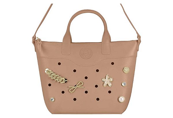 Bolsa Moleca Estilo Tote Com Alça Removível E Enfeites Personalizados Nude