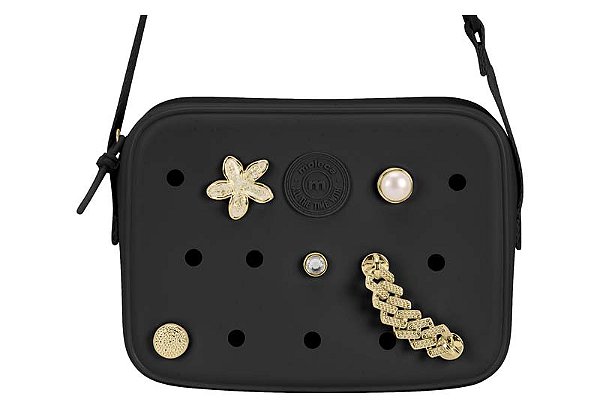 Bolsa Feminina Moleca Tiracolo Com Enfeites Personalizados E Desing Moderno Preto