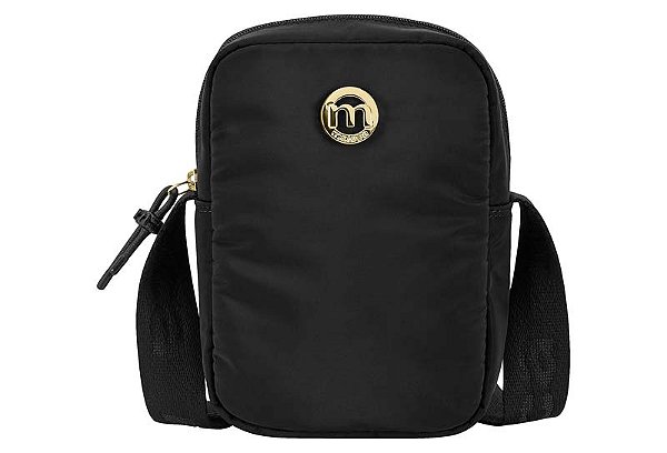 Bolsa Porta-Celular Moleca Com Alça Transversal Ajustável E Detalhe Metalizado Preto