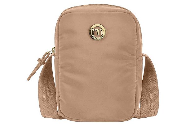 Bolsa Porta-Celular Moleca Com Alça Transversal Ajustável E Detalhe Metalizado Nude