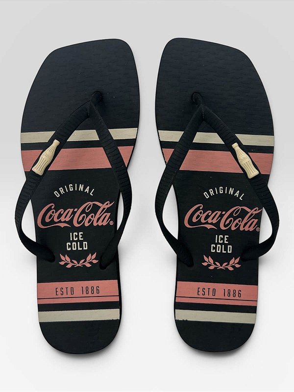 Chinelo Coca-Cola Shoes Ice Cold Estampado Preto/Preto #1