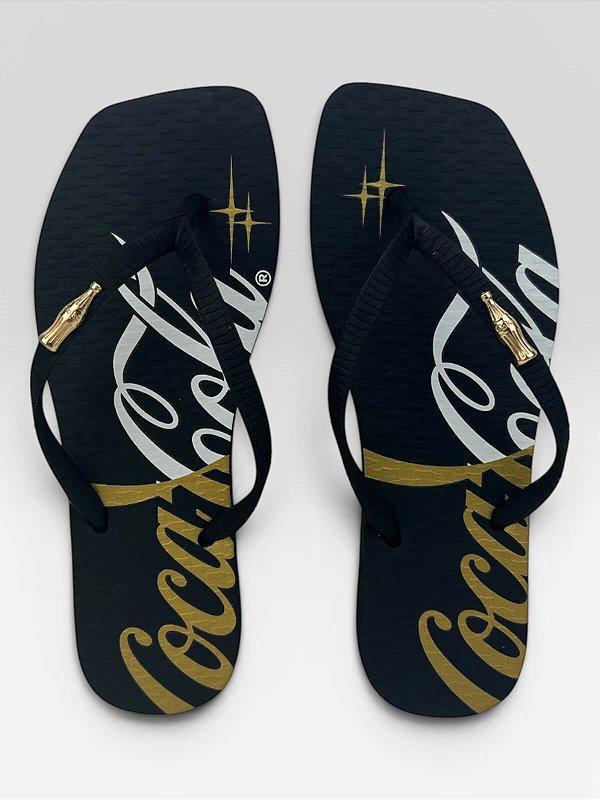 Chinelo Coca-Cola Casual Estampado Preto/Preto #1