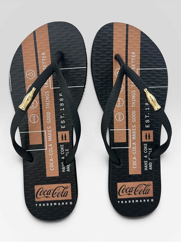 Chinelo Coca-Cola Casual Com Estampa Preto/Preto #1