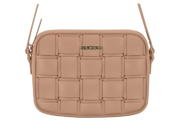 Bolsa Feminina Moleca Transversal Com Trama Geométrica E Design Moderno Nude