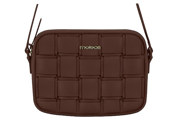 Bolsa Feminina Moleca Transversal Com Trama Geométrica E Design Moderno Chocolate