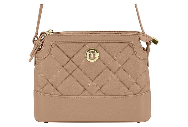Bolsa Feminina Moleca Transversal Matelassê Com Detalhe Metalizado E Design Elegante Nude