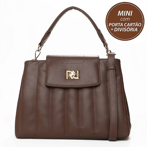 Bolsa Rafitthy Feminina Matelassê Com Logo Dourado E Alça De Corrente Sienna