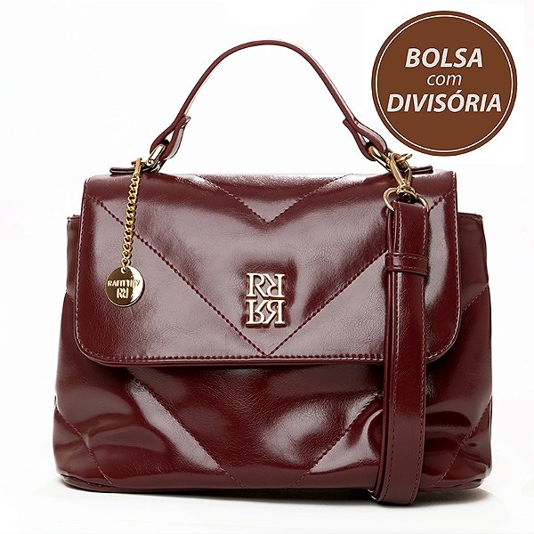 Bolsa Rafitthy De Mão Transversal Com Matelassê Geométrico E Detalhe Metalizado Bordo