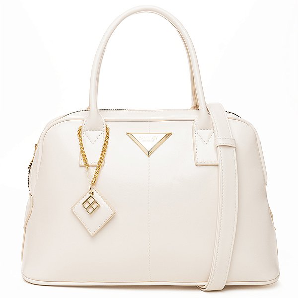 Bolsa De Mão E Transversal Rafitthy Média Lisa Com Detalhes Dourados Milk