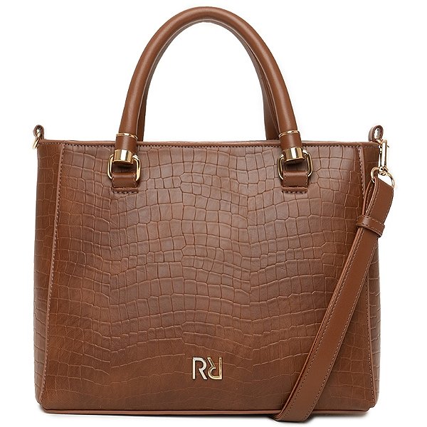 Bolsa Feminina Rafitthy Croco Estruturada Com Alça Transversal Removivel Tiramissu