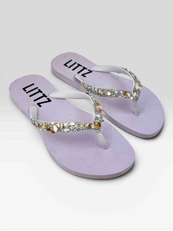 Feminino Littz Preto Com Tiras Em Pedrarias Branco/Mt05