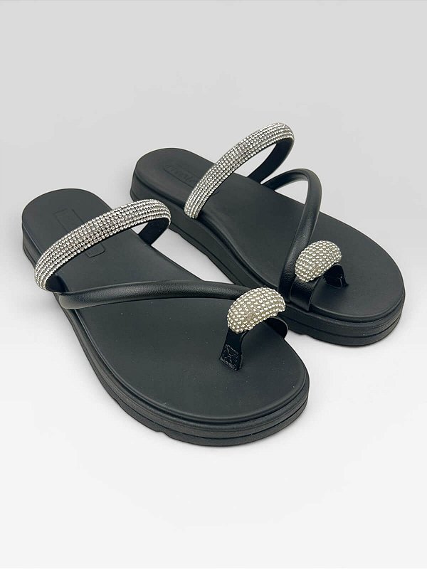 Papete Com Aplicações Em Strass  Cristal/Preto