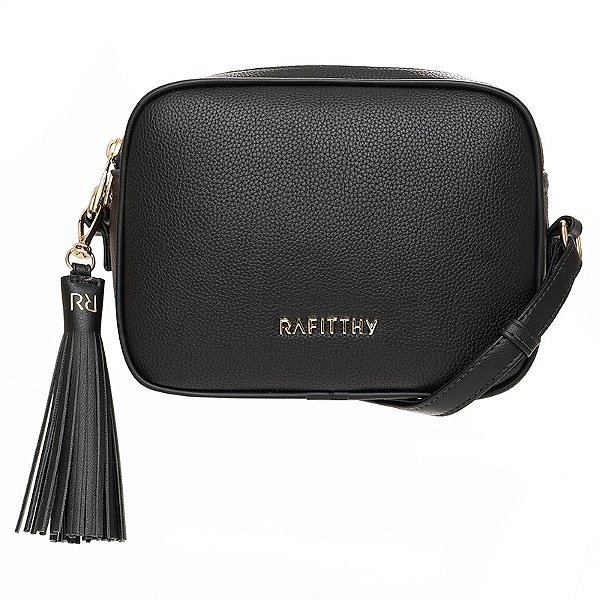 Bolsa Rafitthy Transversal Com Alça Ajustável Pingente Decorativo Preto