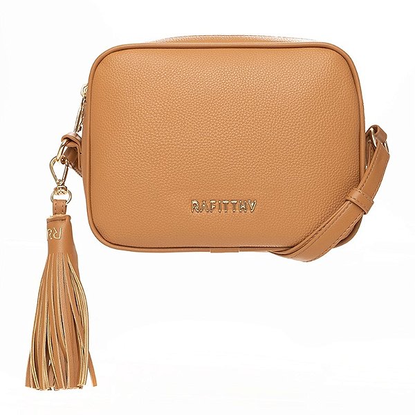 Bolsa Rafitthy Transversal Com Alça Ajustável Pingente Decorativo Caramelo