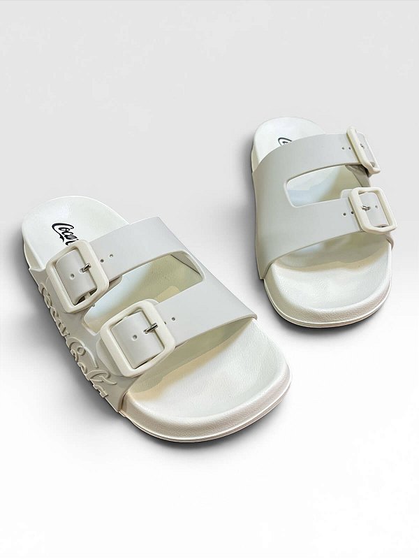 Chinelo Slide Coca-Cola Urban Fivelas Ajustáveis Off White/Off White