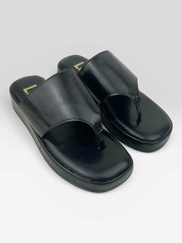 Tamanco Plataforma Feminino Slide Casual  Madrid Preto