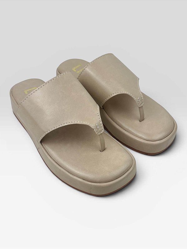 Tamanco Plataforma Feminino Slide Casual  Pampa Panna