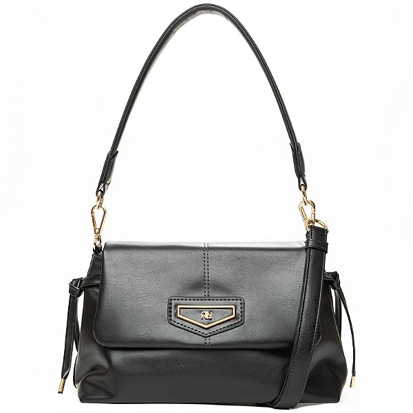 Bolsa Rafitthy Transversal E Ombro Com Tampa Flap Alça Dupla Removível Preto