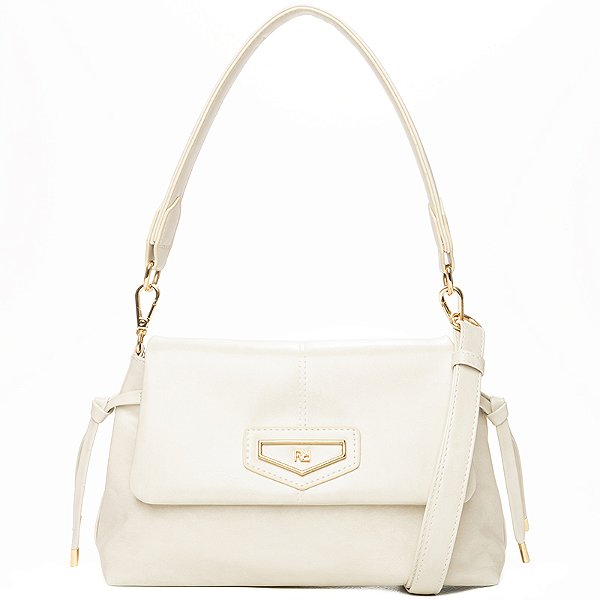 Bolsa Rafitthy Transversal E Ombro Com Tampa Flap Alça Dupla Removível Off White